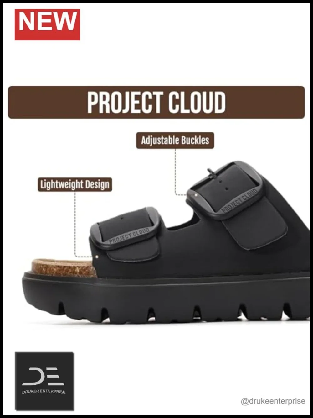 Genuine Leather Platform Sandals Women Wedge Chunky Slides Memory Foam Insole